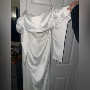 BRAND NEW BRIDAL | BRIDAL White Long Sleeve Bardot Split Maxi Dress 🤍👰🏼‍♀️